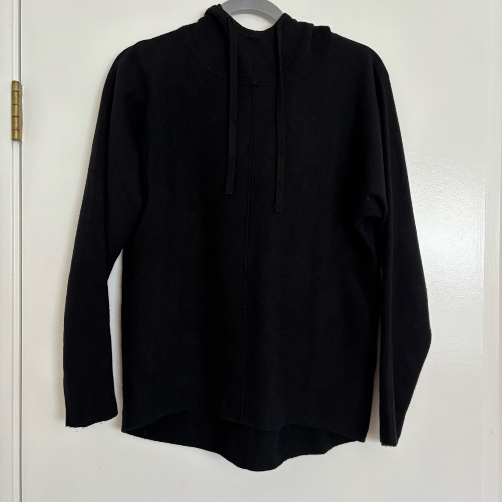 Quince Eco-Knit Milano Stitch Pullover Hoodie in Black